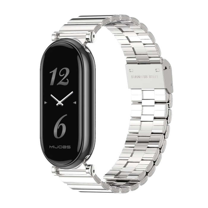 For Xiaomi Smart Band 10 / 9 / 8 Mijobs GT4 Bamboo Buckle Metal Watch Band(Silver)