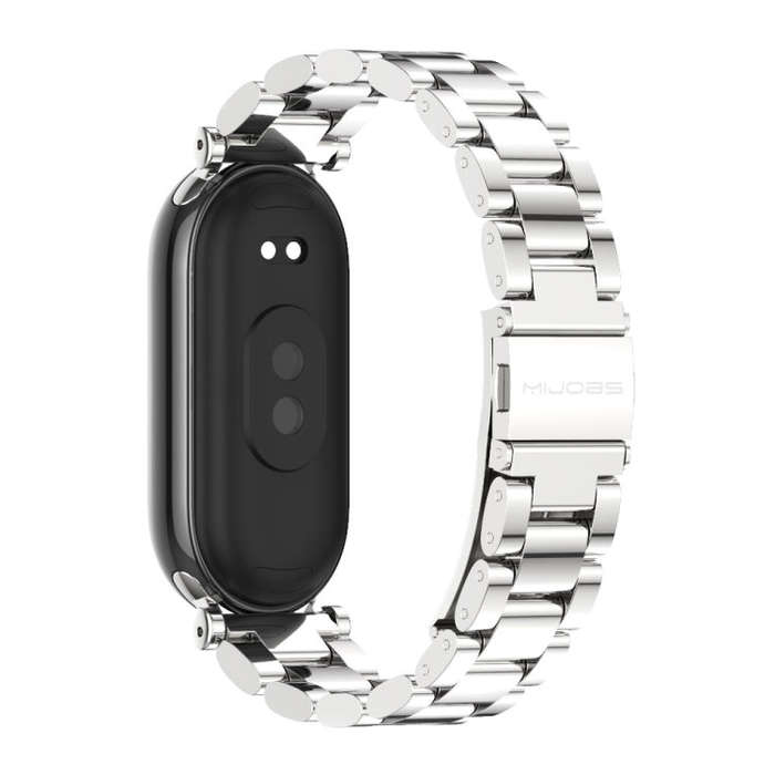 For Xiaomi Smart Band 10 / 9 / 8 Mijobs GT4 Three Beads Metal Watch Band(Silver)