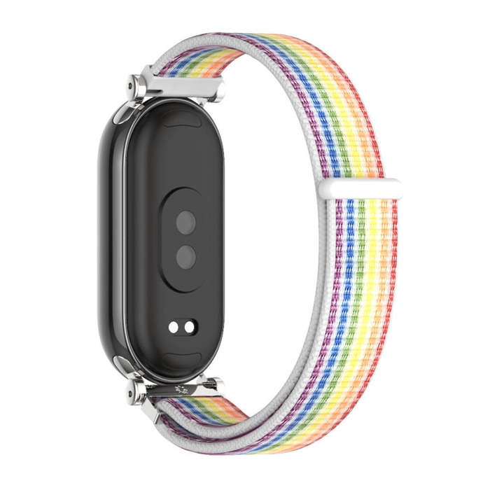 For Xiaomi Smart Band 10 / 9 / 8 Mijobs GT4 Breathable Nylon Loop Watch Band(Colorful Silver)