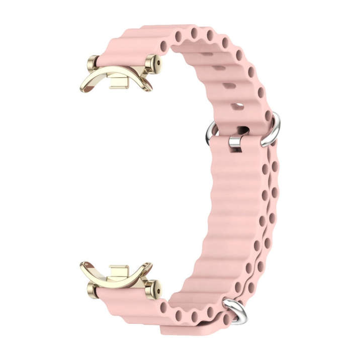 For Xiaomi Smart Band 10 / 9 / 8 Mijobs GT4 Marine Silicone Breathable Watch Band(Pink Light Gold)