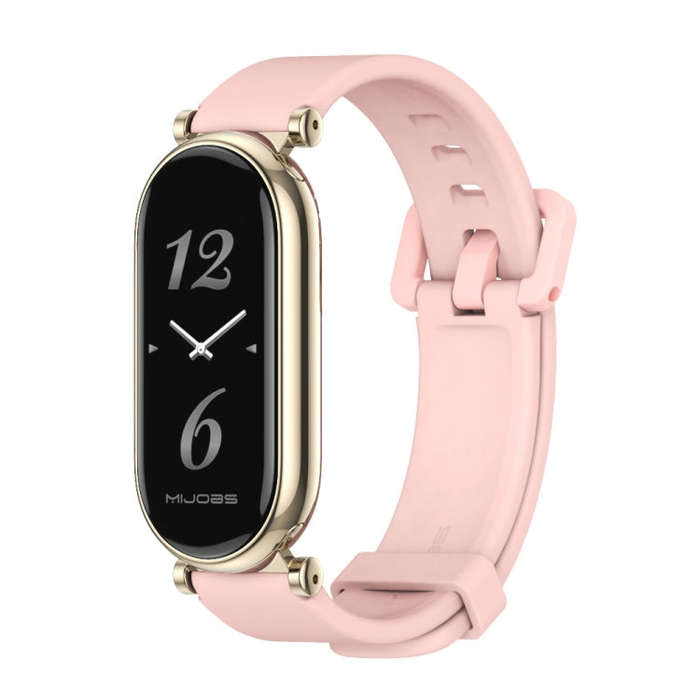 For Xiaomi Smart Band 10 / 9 / 8 Mijobs GT4 Silicone Breathable Watch Band(Pink Light Gold)