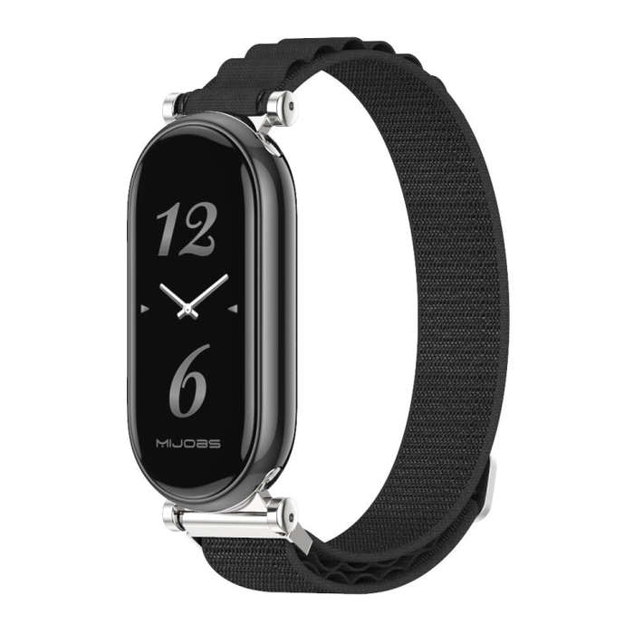 For Xiaomi Smart Band 10 / 9 / 8 Mijobs GT4 Nylon Breathable Watch Band(Black Silver)