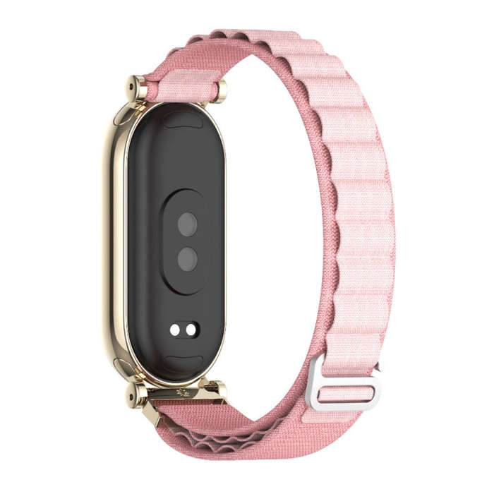 For Xiaomi Smart Band 10 / 9 / 8 Mijobs GT4 Nylon Breathable Watch Band(Pink Light Gold)