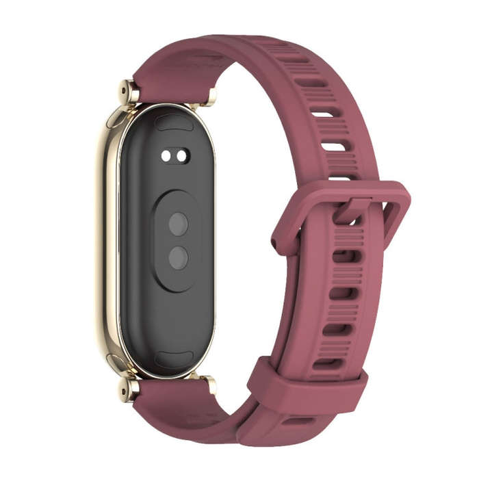 For Xiaomi Smart Band 10 / 9 / 8 Mijobs GT4 Flat Hole Silicone Watch Band(Wine Red Light Gold)