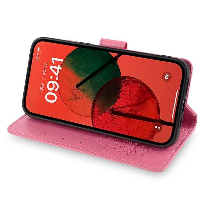 For Honor X8c 4G Tree & Deer Embossed Leather Phone Case(Pink)