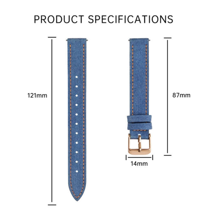 For Garmin Lily 2 14mm Linen Fabric Leather Watch Band(Dark Blue)