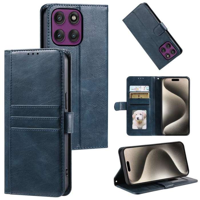For Motorola Edge 60 Pro Simple 6-Card Wallet Leather Phone Case(Navy Blue)