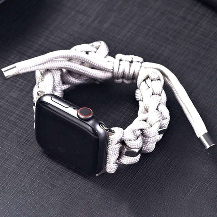 For Apple Watch SE 2023 40mm Screw Nut Braided Paracord Watch Band(White)