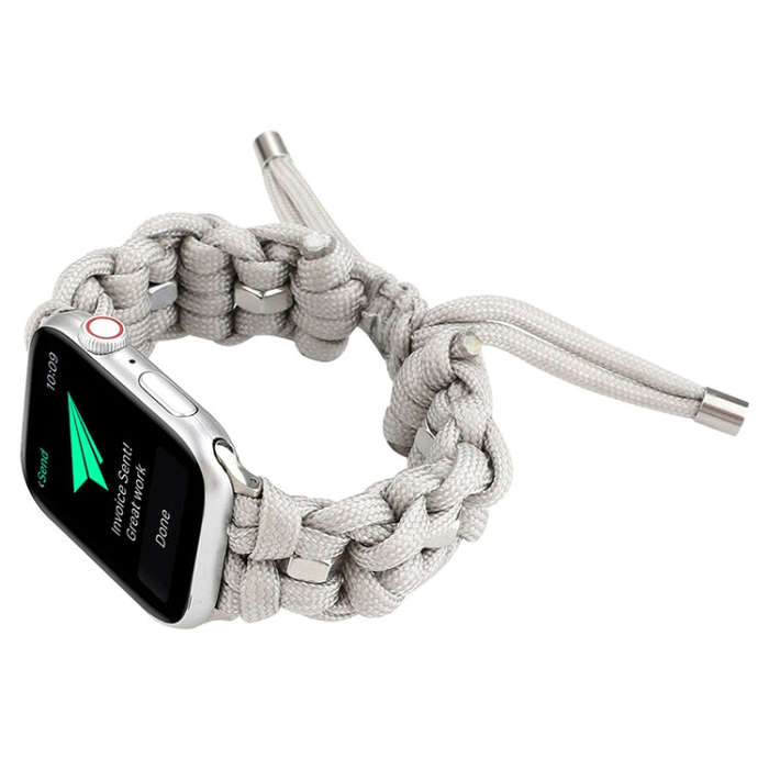 For Apple Watch SE 2023 40mm Screw Nut Braided Paracord Watch Band(White)