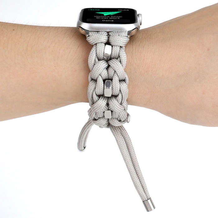 For Apple Watch SE 2023 40mm Screw Nut Braided Paracord Watch Band(White)
