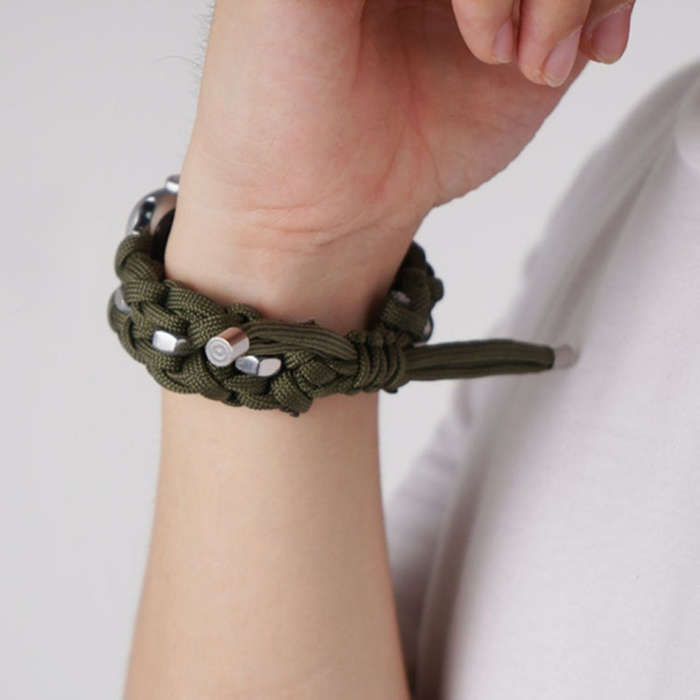 For Apple Watch Ultra 2 49mm Screw Nut Braided Paracord Watch Band(Green)