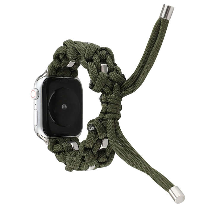 For Apple Watch Ultra 49mm Screw Nut Braided Paracord Watch Band(Green)