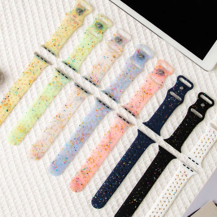 For Apple Watch Series 8 41mm Jelly Color Dots Liquid Silicone Watch Band(Midnight Blue)