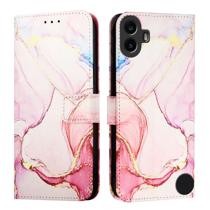 For Nothing CMF Phone 1 PT003 Marble Pattern Flip Leather Phone Case(Rose Gold)