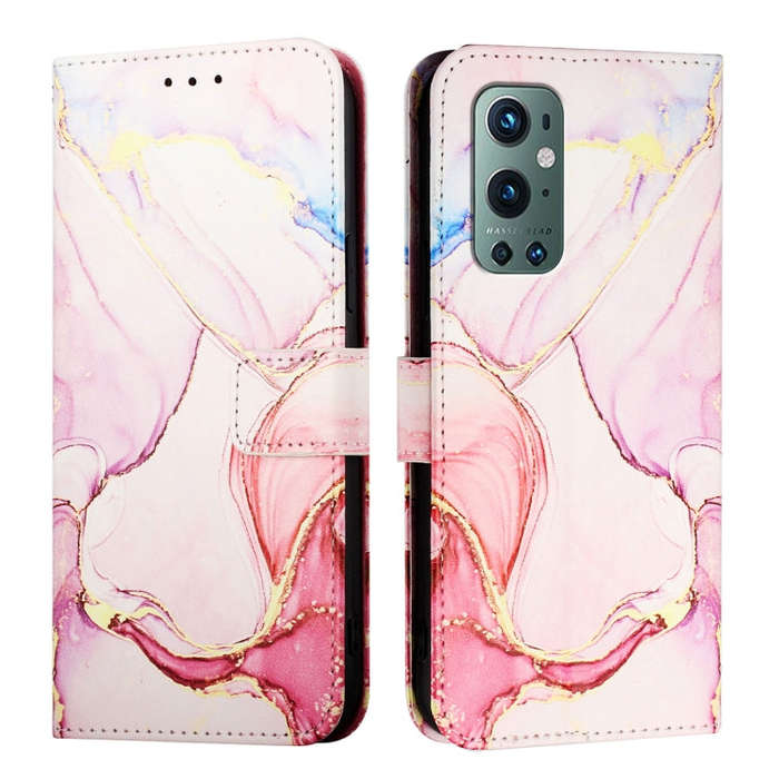 For OnePlus 9 Pro PT003 Marble Pattern Flip Leather Phone Case(Rose Gold)