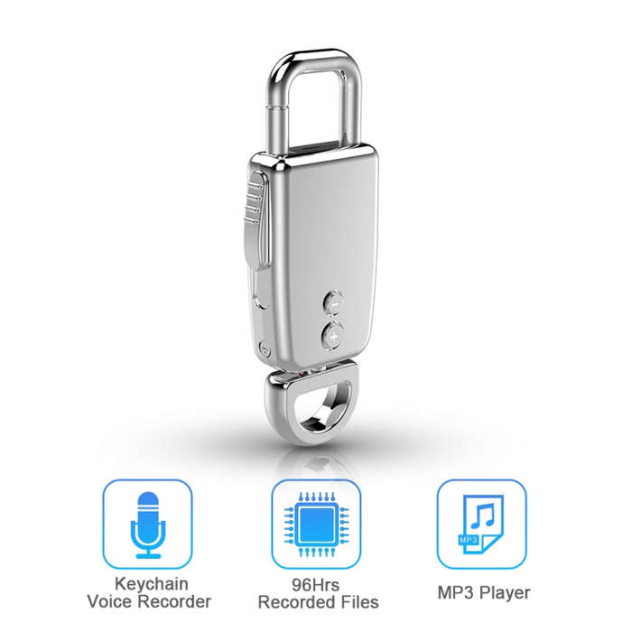 JNN S20 Zinc Alloy Keychain Voice Recorder, Memory:8GB(Black)
