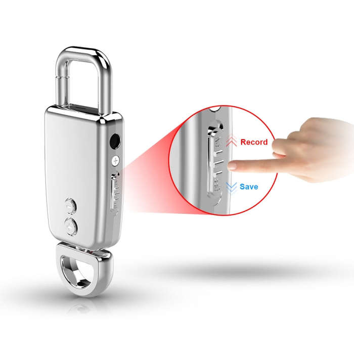 JNN S20 Zinc Alloy Keychain Voice Recorder, Memory:4GB(Black)