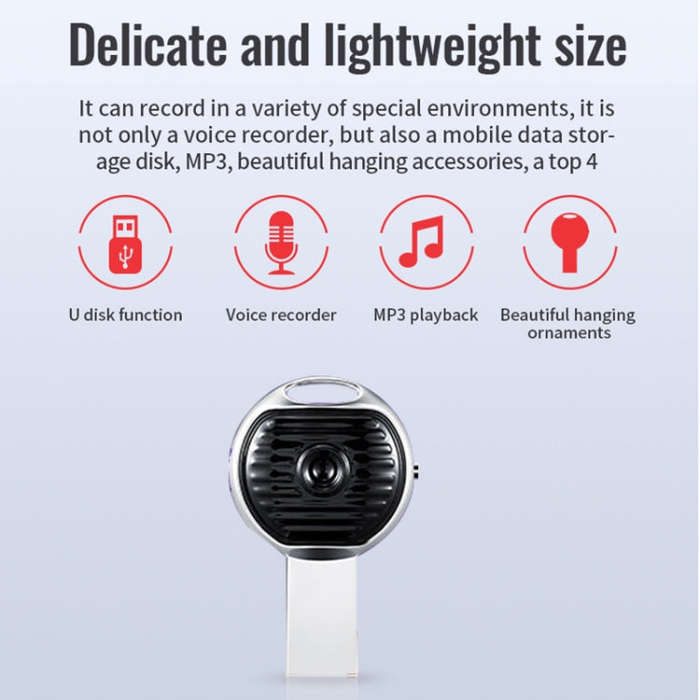 JNN S13 Zinc Alloy U-disk Voice Recorder, Memory:32GB(Silver)