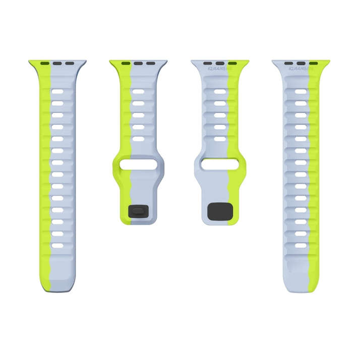For Apple Watch SE 44mm Wave Texture Reverse Buckle Silicone Watch Band(Grey Green)