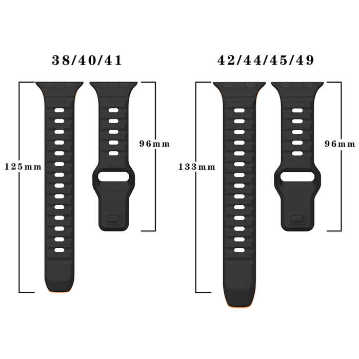 For Apple Watch SE 2022 44mm Wave Texture Reverse Buckle Silicone Watch Band(Space Grey Orange)