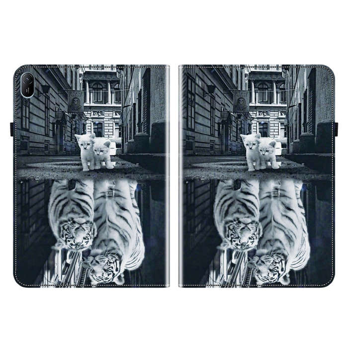 For Huawei MatePad SE 11 2024 Crystal Texture Painted Leather Smart Tablet Case(Cat Reflection Ti...