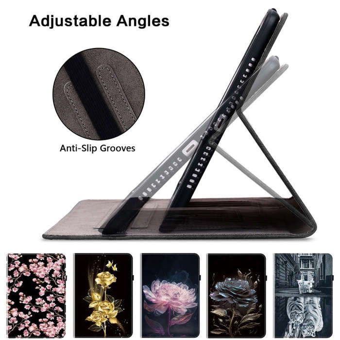 For Huawei MatePad SE 11 2024 Crystal Texture Painted Leather Smart Tablet Case(Black Rose)
