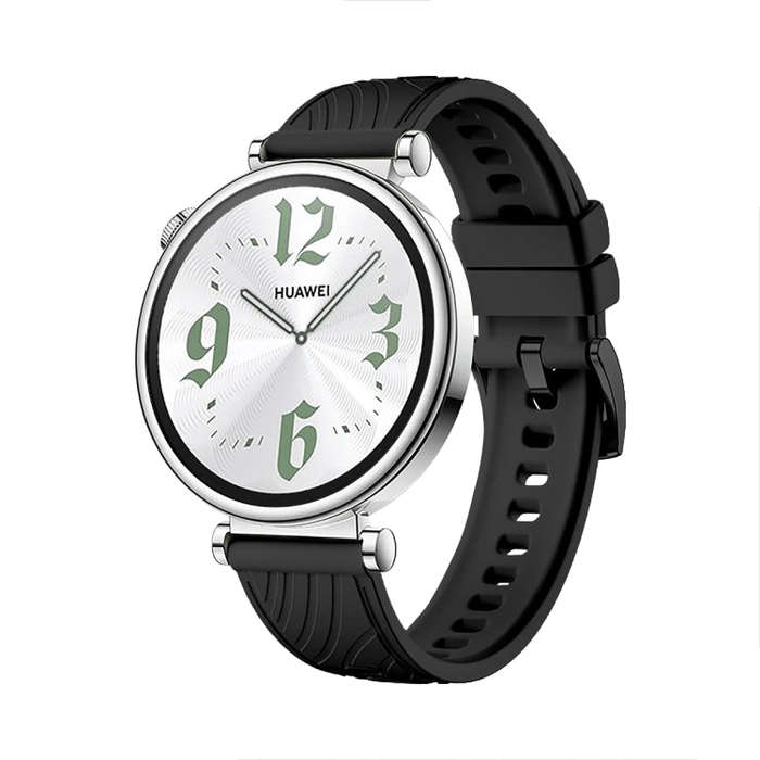 For Huawei Watch GT 4 18mm Texture Black Buckle Silicone Watch Band(Black)