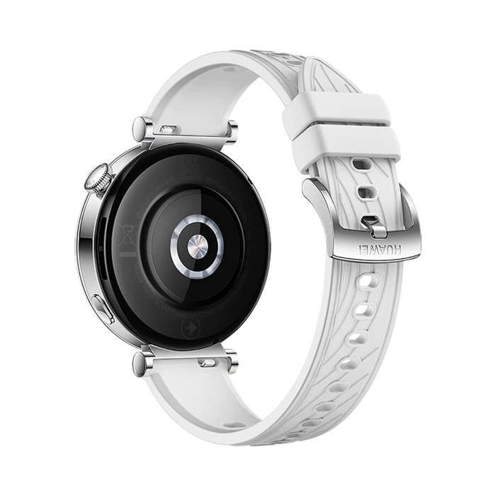 For Huawei Watch GT 4 18mm Texture Silver Buckle Silicone Watch Band(White)