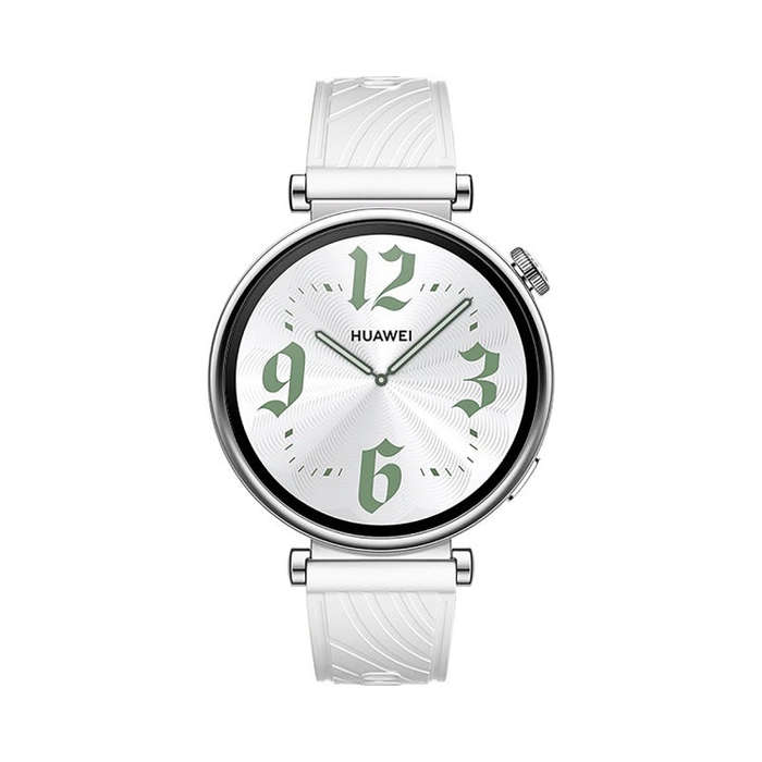 For Huawei Watch GT 4 18mm Texture Silver Buckle Silicone Watch Band(White)