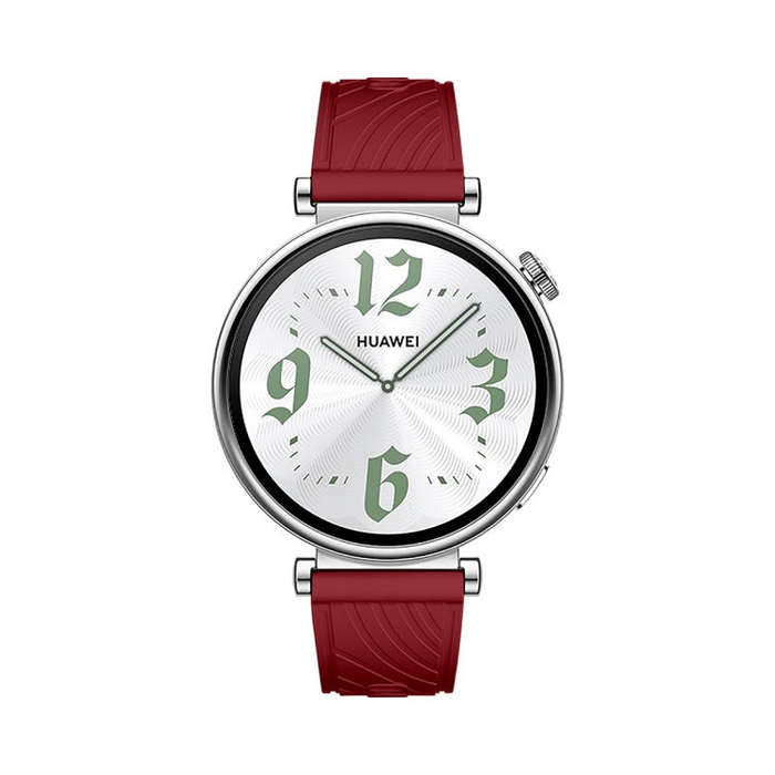 For Huawei Watch GT 4 18mm Texture Silver Buckle Silicone Watch Band(Red)