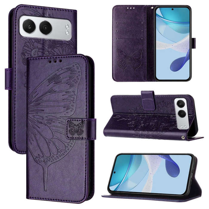 For OnePlus Nord 4 5G Embossed Butterfly Leather Phone Case(Dark Purple)