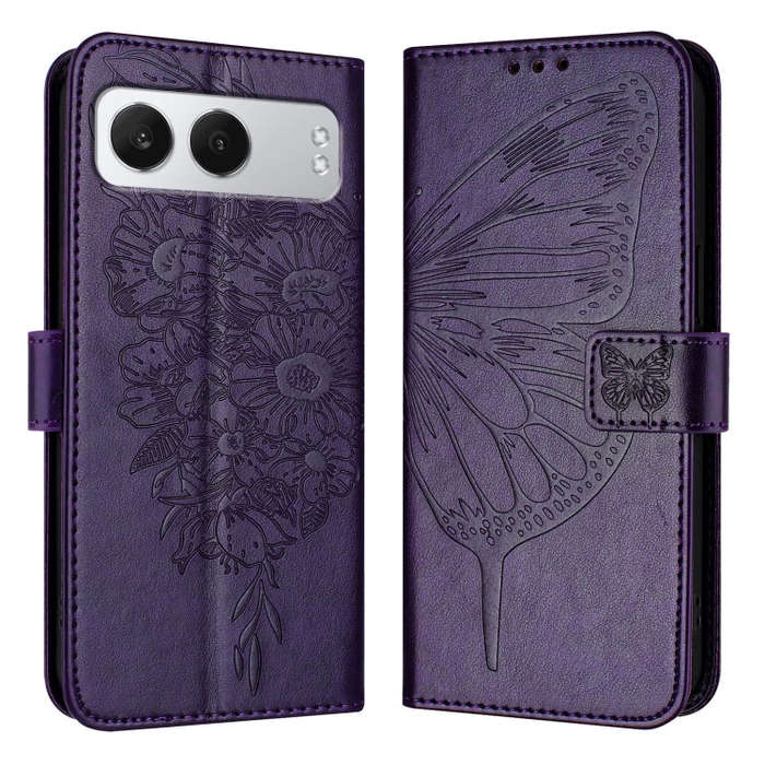 For OnePlus Nord 4 5G Embossed Butterfly Leather Phone Case(Dark Purple)