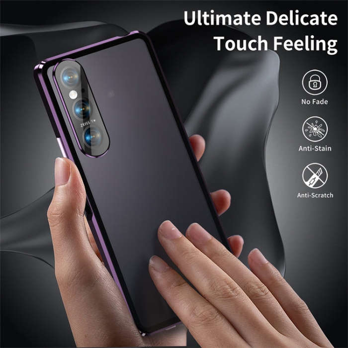 For Sony Xperia 1 VI HD Magnetic Metal Tempered Glass Phone Case(Purple)
