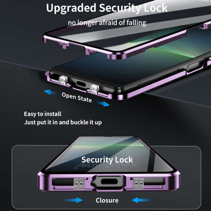 For Sony Xperia 10 VI HD Magnetic Metal Tempered Glass Phone Case(Purple)