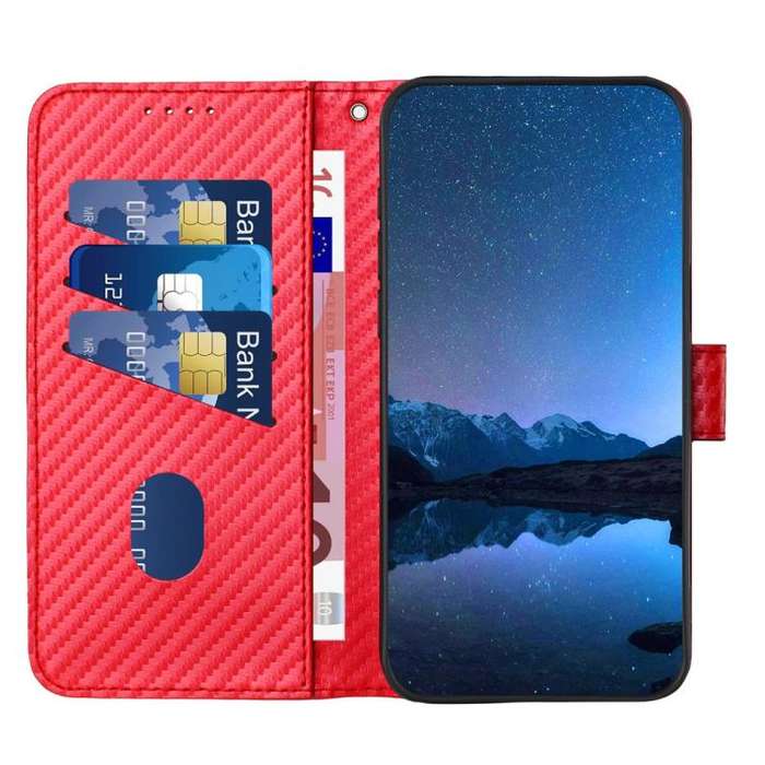For ZTE Blade A35e 4G YX0070 Carbon Fiber Buckle Leather Phone Case with Lanyard(Red)