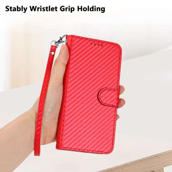 For ZTE Blade A35e 4G YX0070 Carbon Fiber Buckle Leather Phone Case with Lanyard(Red)