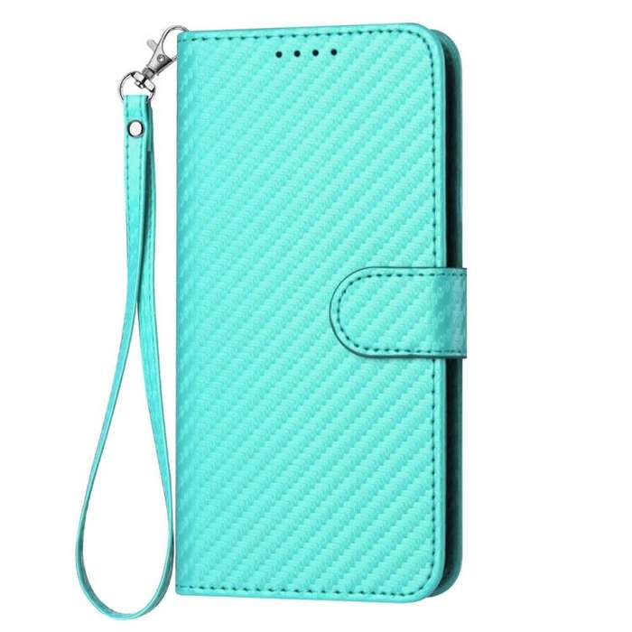 For ZTE Blade A35e 4G YX0070 Carbon Fiber Buckle Leather Phone Case with Lanyard(Light Blue)