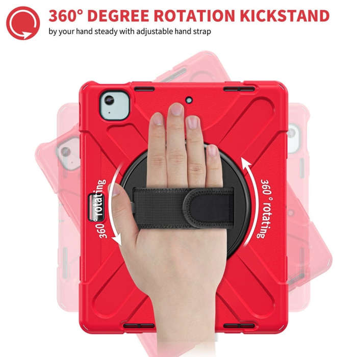 For iPad Air 13 2024 / Air 13 2025 Rotatable Holder Silicone Hybrid PC Tablet Case with Shoulder ...