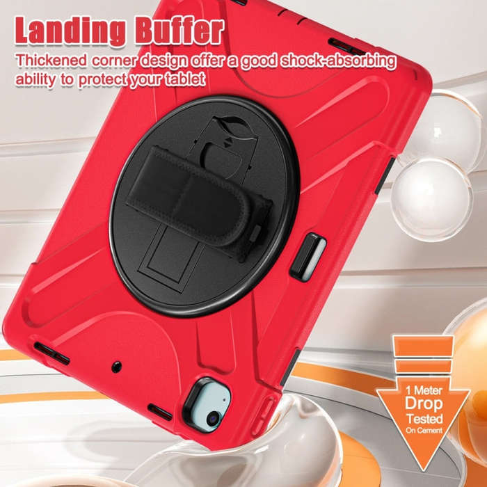 For iPad Air 13 2024 / Air 13 2025 Rotatable Holder Silicone Hybrid PC Tablet Case with Shoulder ...