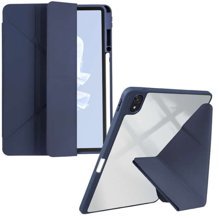 For Huawei MatePad Air 11.5 2023 Clear Acrylic Deformation Leather Tablet Case(Dark Blue)