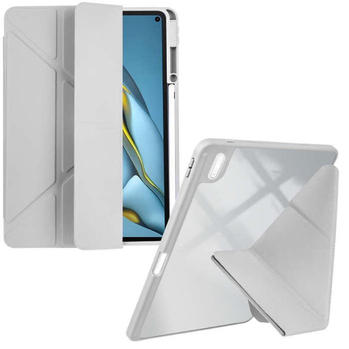 For Huawei MatePad 10.8 Clear Acrylic Deformation Leather Tablet Case(Grey)
