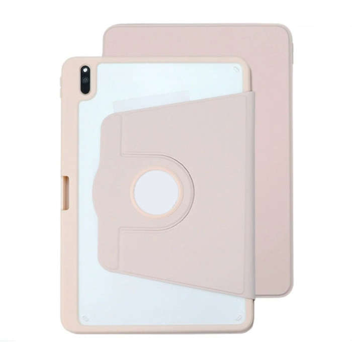 For Huawei MatePad 10.8 Acrylic 360 Degree Rotation Holder Tablet Leather Case(Pink)