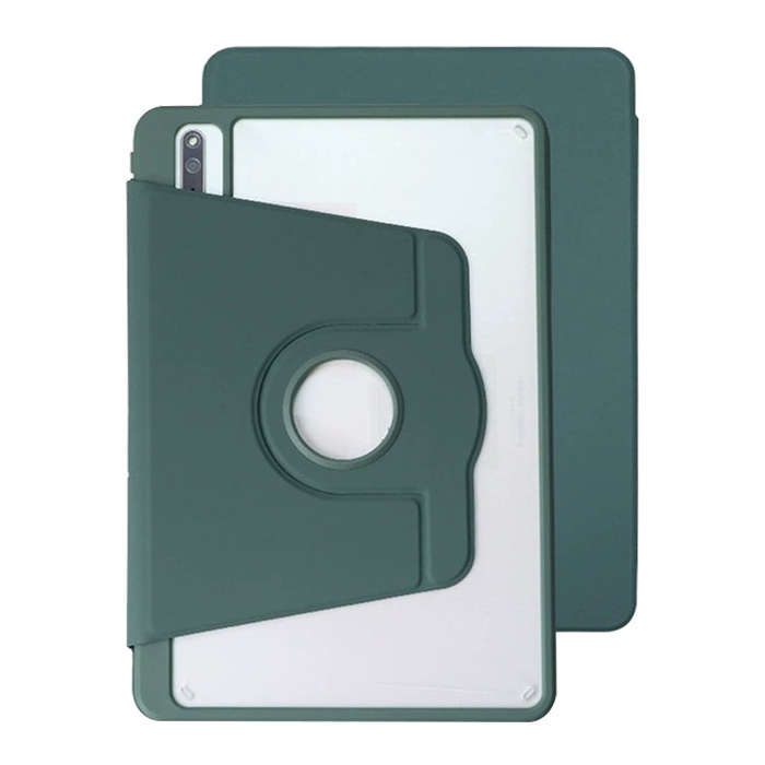 For Huawei MatePad 10.4 Acrylic 360 Degree Rotation Holder Tablet Leather Case(Dark Green)
