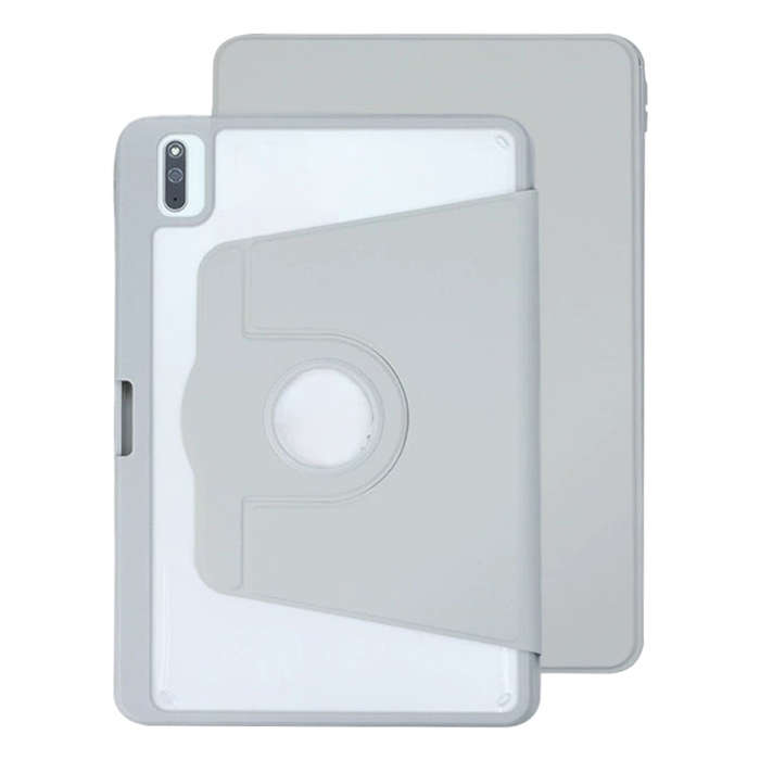 For Huawei MatePad 10.4 Acrylic 360 Degree Rotation Holder Tablet Leather Case(Grey)