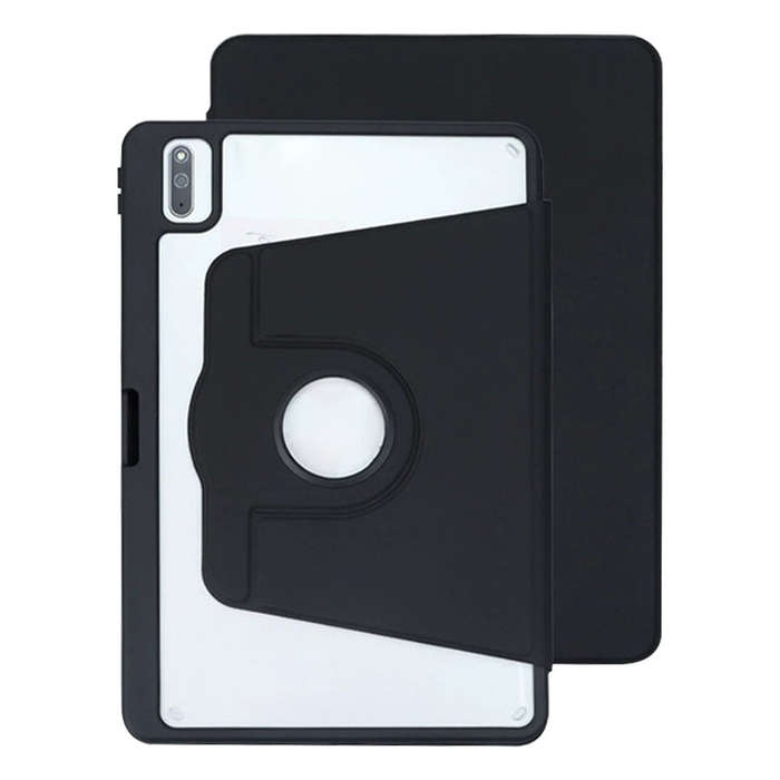 For Huawei MatePad 10.4 Acrylic 360 Degree Rotation Holder Tablet Leather Case(Black)