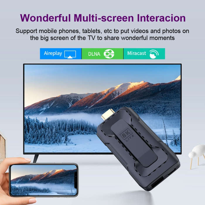 HK1 RBOX D8 RK3528 Android 13.0 Quad Core 8K HD Wifi6 Bluetooth TV Stick, RAM:4GB+32GB(US Plug)