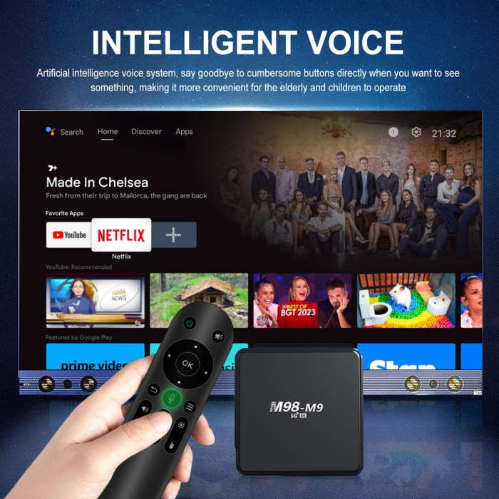 M98-M9 Quad-core ARM Cortex-A53 WiFi Bluetooth 4K HD Android TV Box, RAM:2GB+8GB(AU Plug)