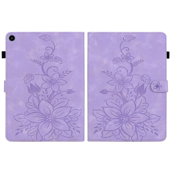For Huawei MatePad SE 10.4 Lily Embossed Leather Tablet Case(Purple)