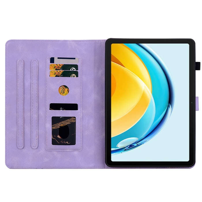 For Huawei MatePad SE 10.4 Lily Embossed Leather Tablet Case(Purple)