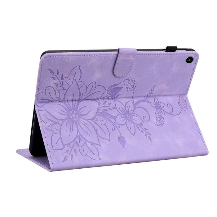 For Huawei MatePad SE 10.4 Lily Embossed Leather Tablet Case(Purple)